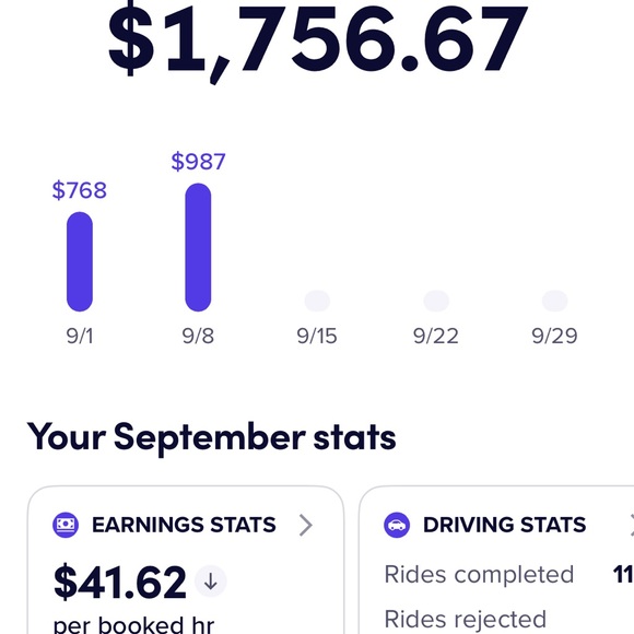 Purple Bar Graph Earnings Chart - Picture 2 of 5